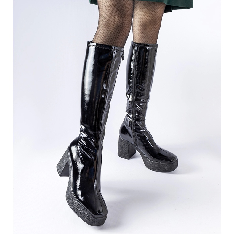 Inna Bottines à talons Fecteau vernies noires 1