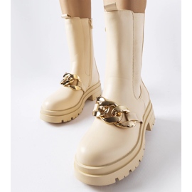 Bottines beiges avec chaîne de Thierry 2