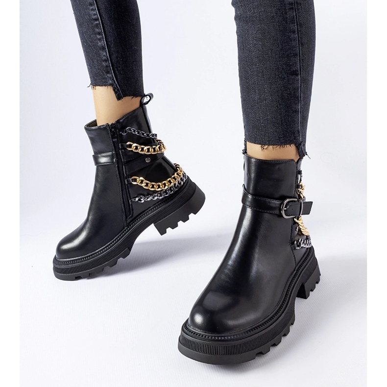 Bottines noires avec chaînes décoratives de Bonenfant le noir 2