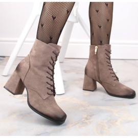 Bottines en daim avec lacets et fermeture éclair Potocki W WOL191B marron brun 2