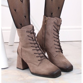 Bottines en daim avec lacets et fermeture éclair Potocki W WOL191B marron brun 3