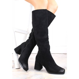 Potocki W WOL192A bottes à talons hauts en daim isolées, noir le noir 1