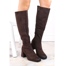 Potocki W WOL192B bottes à talons hauts en daim isolées, marron brun 3