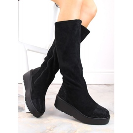 Bottines compensées isolées en daim S.Barski W OLI239 noir le noir 1