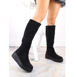 Bottines compensées isolées en daim S.Barski W OLI239 noir le noir 2