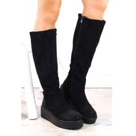 Bottines compensées isolées en daim S.Barski W OLI239 noir le noir 3