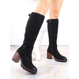 Vinceza W JAN258 bottes à talons hauts et plateforme en daim, noir le noir 2