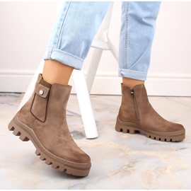 Bottines femme en daim avec poche, isolées marron Potocki SZ12163 brun 2