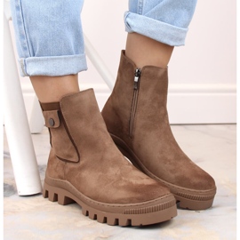 Bottines femme en daim avec poche, isolées marron Potocki SZ12163 brun 3