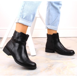 M. DASZYŃSKI Bottines isolées noires à talons plats pour femme M.Daszyński le noir 2