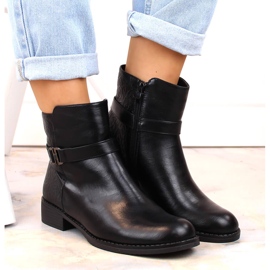 M. DASZYŃSKI Bottines isolées noires à talons plats pour femme M.Daszyński le noir 3