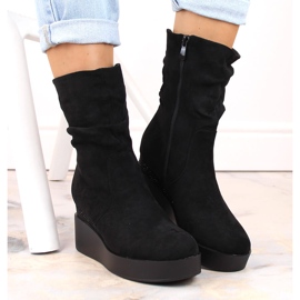 Bottines compensées femme en daim, isolées, noires, T.Sokolski Z23-370 le noir 3