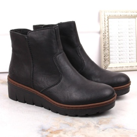 Bottines compensées noires confortables et isolées pour femme Rieker X9165-00 le noir 5