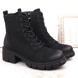 Bottines isolées à lacets et fermeture éclair pour femme, noir Jezzi RMR2038-39 le noir 4