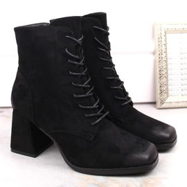 Bottines femme en daim à lacets et fermeture éclair, noir Potocki SZ12185 le noir 5