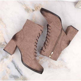 Bottines femme en daim à lacets et fermeture éclair, marron Potocki SZ12185 brun 6