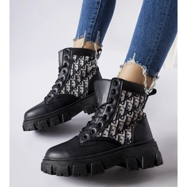 Bottines noires avec inscriptions décoratives Madelene le noir 1