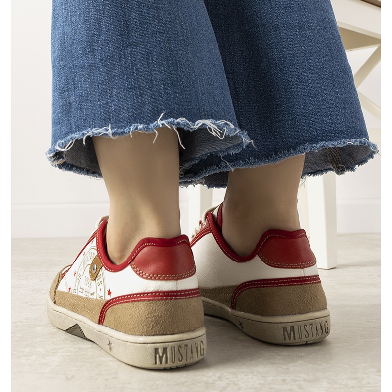 Baskets femme Esta blanches et rouges 1