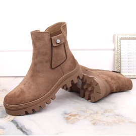Bottines femme en daim avec poche, isolées marron Potocki SZ12163 brun 7