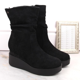 Bottines compensées femme en daim, isolées, noires, T.Sokolski Z23-370 le noir 5