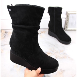 Bottines compensées femme en daim, isolées, noires, T.Sokolski Z23-370 le noir 4