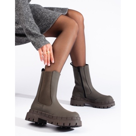 Bottes hautes vert foncé mat avec élastique Shelovet 1