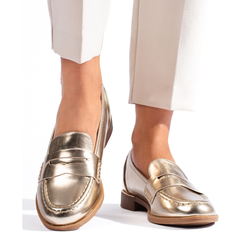 Mocassins femme Shelovet classiques dorés 1