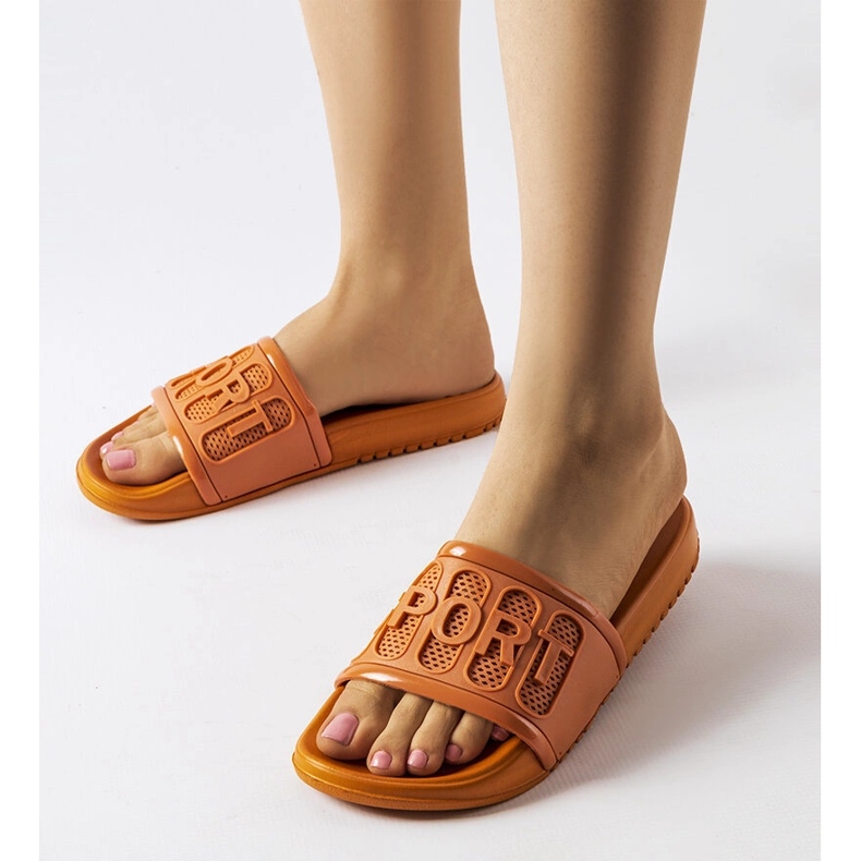 Claquettes en caoutchouc orange Moiariello 1