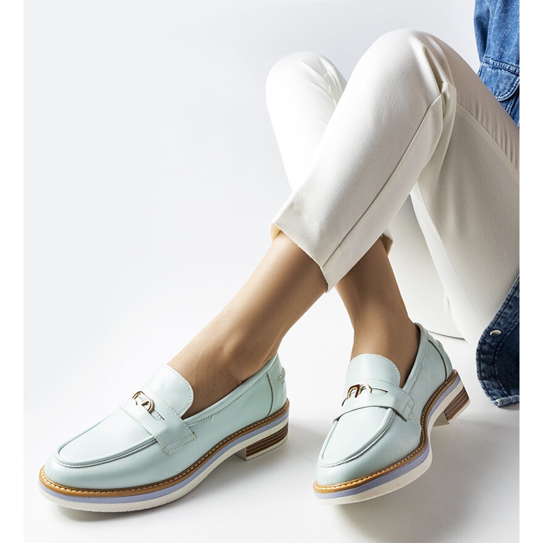 Mocassins en cuir menthe Orlanda vert 1
