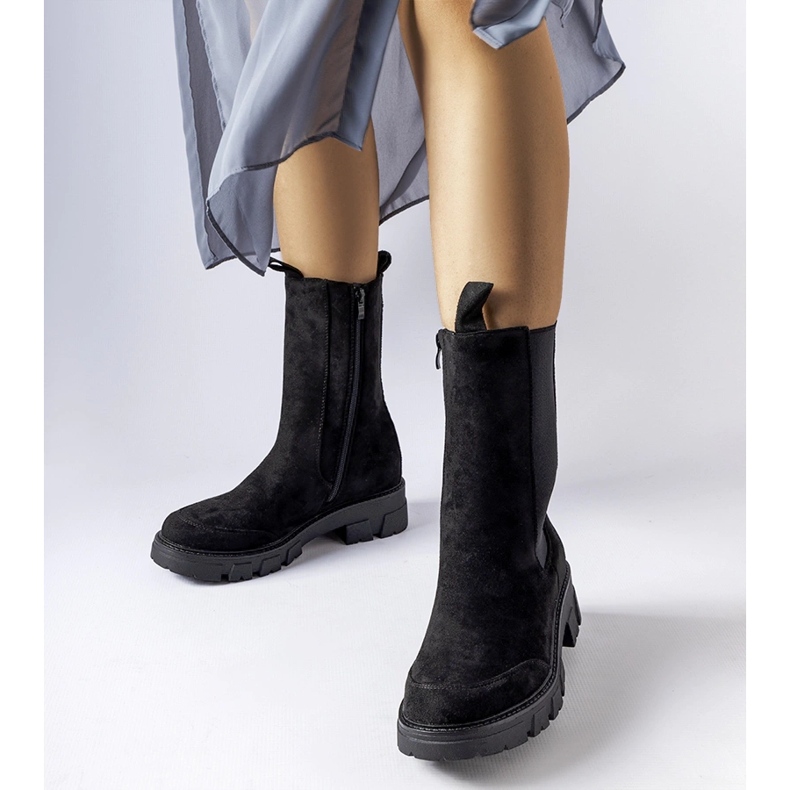 Bottines hautes massives noires de Morbello le noir 1 Bottines hautes massives noires de Morbello le noir 1