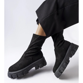 Inna Bottines en daim noir et chaussettes de Pancrazio eco-suède le noir 2