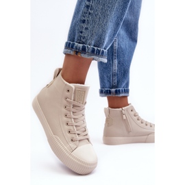 Baskets isolées pour femmes avec fermeture éclair beige clair Big Star MM274018 2