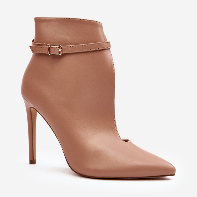 WS1 Bottines en Cuir à Talon Haut pour Femme, Beige Amalundi 1