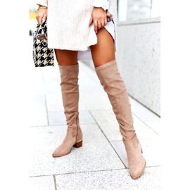Bottes Longues Suédine Lycra Evento 20KZ35-3330 Beige 3