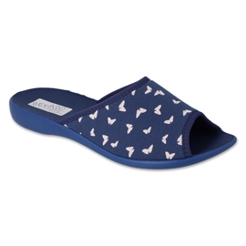 Befado chaussons femme en pu 254D150, bleu marine, avec papillons 1