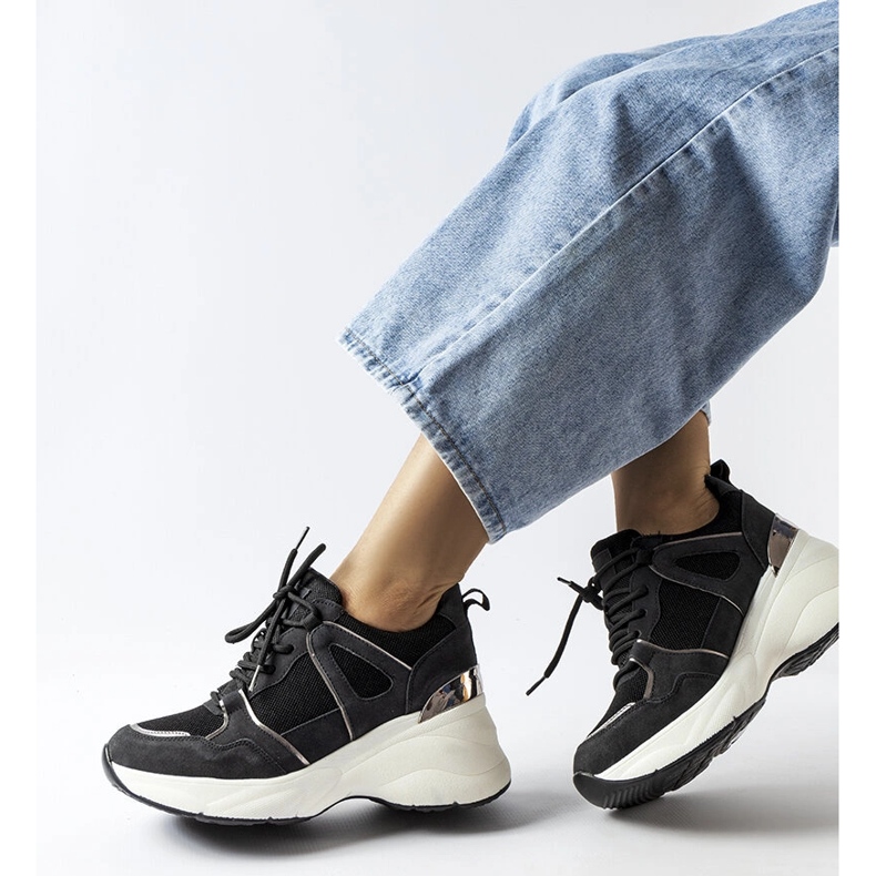 Baskets compensées noires Echeverri le noir 1