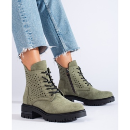 W. Potocki Bottes de travail en daim ajouré Potocki vert 2 W. Potocki Bottes de travail en daim ajouré Potocki vert 2