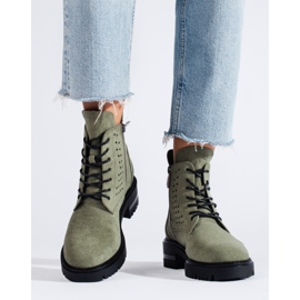 W. Potocki Bottes de travail en daim ajouré Potocki vert 3