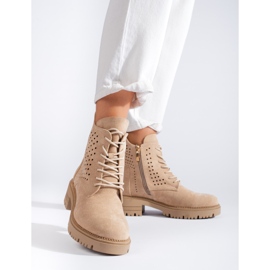 W. Potocki Bottes de travail en daim ajouré Potocki beige 2