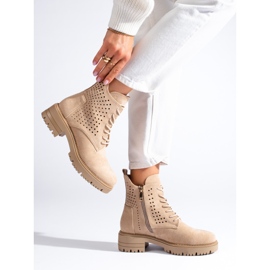 W. Potocki Bottes de travail en daim ajouré Potocki beige 3