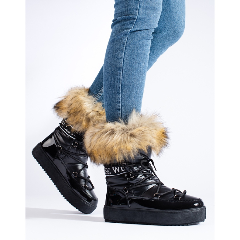 Vinceza Bottes de neige Shelovet noires avec fourrure le noir 1