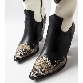 Santiags semi noires et marron avec empiècements serpent 1