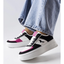Baskets plateformes noires et roses Gidle 1