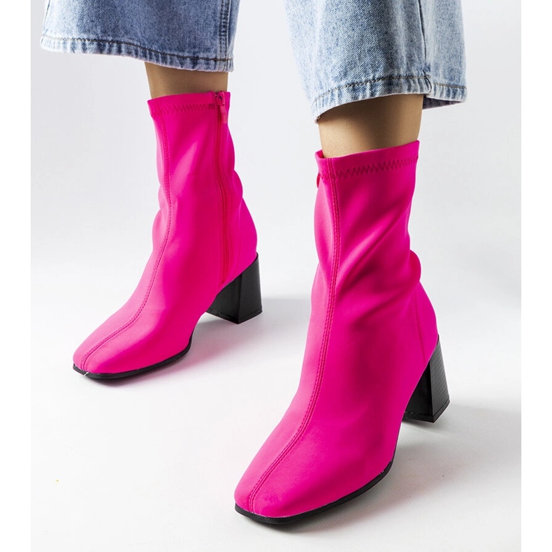 Bottines à talons en satin rose Laforgen 1
