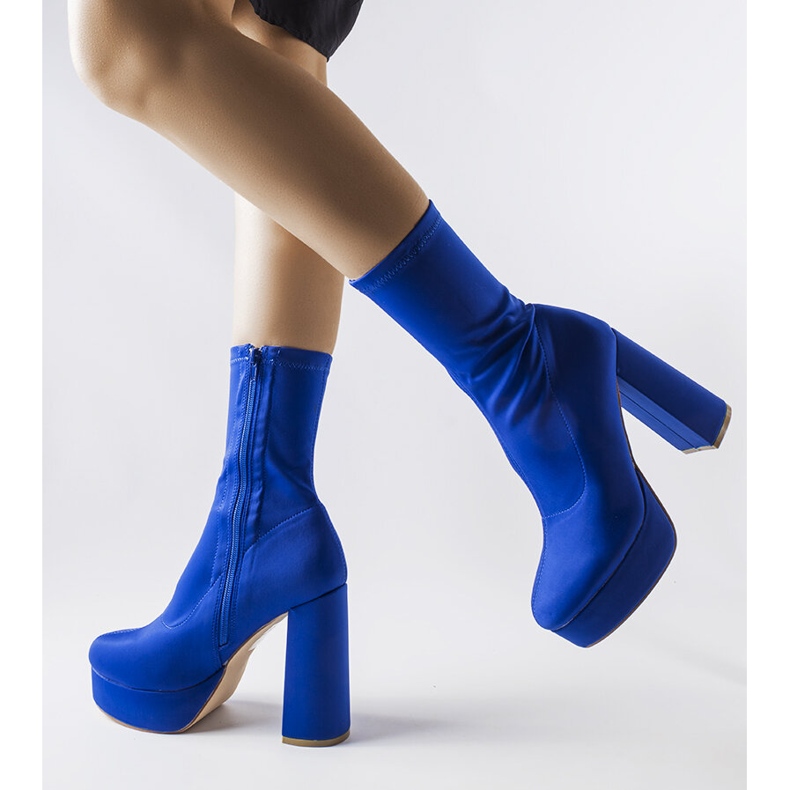 Inna Bottines en satin bleu Glus 1