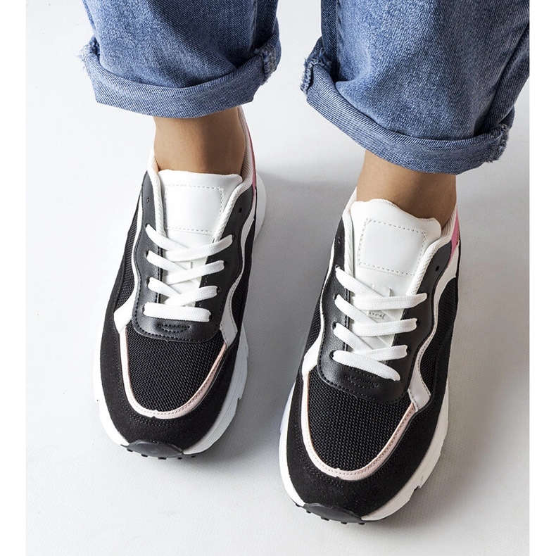 Inna Baskets de sport noires et roses Fauren 1