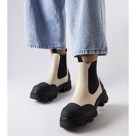 Bottines à enfiler beiges et noires Sibyla 1 Bottines à enfiler beiges et noires Sibyla 1