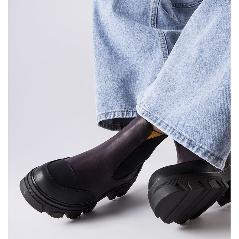 Bottines à enfiler noires et violettes Sibyla 2