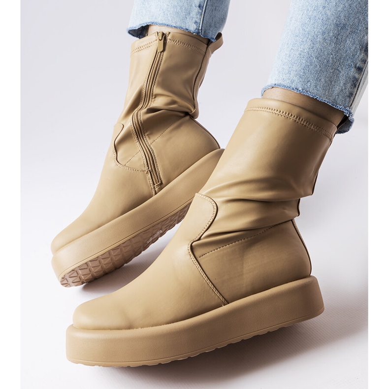 Bottes à plateforme beiges de Valpantena 1 Bottes à plateforme beiges de Valpantena 1