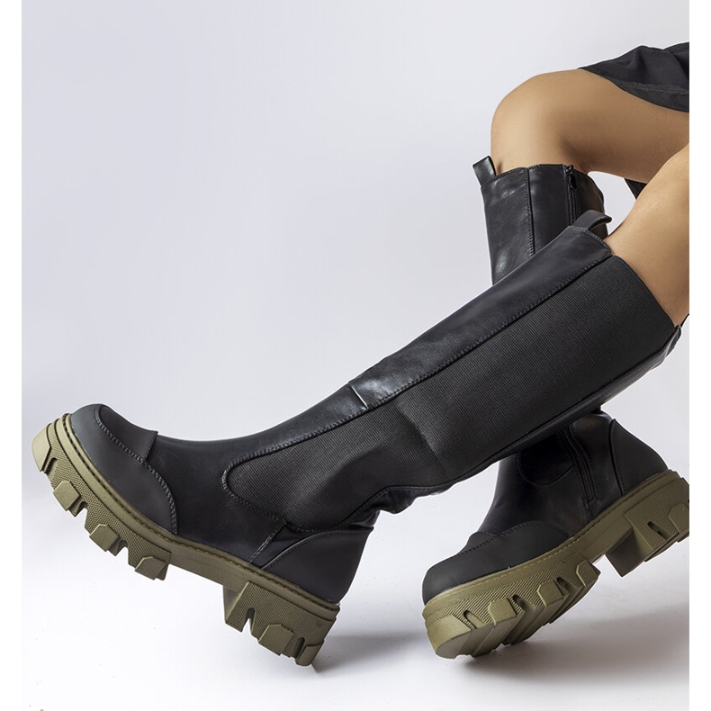 Bottes hautes noires et vertes de Pasquale 1